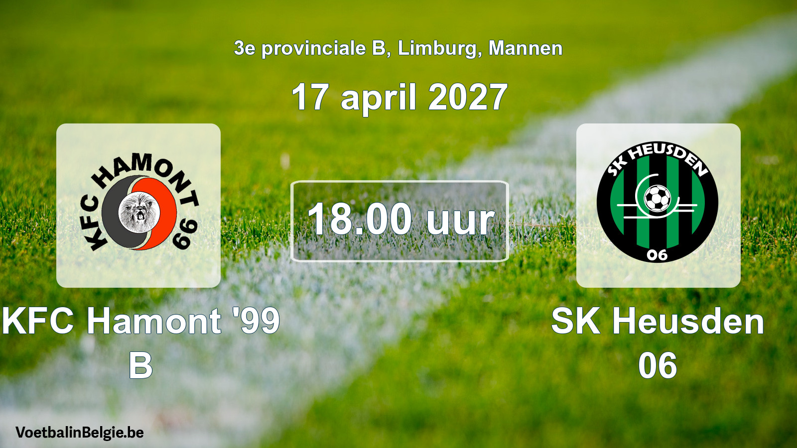 Geplande wedstrijd mannenvoetbal: KFC Hamont '99 B - SK Heusden 06 (17 april 2027)