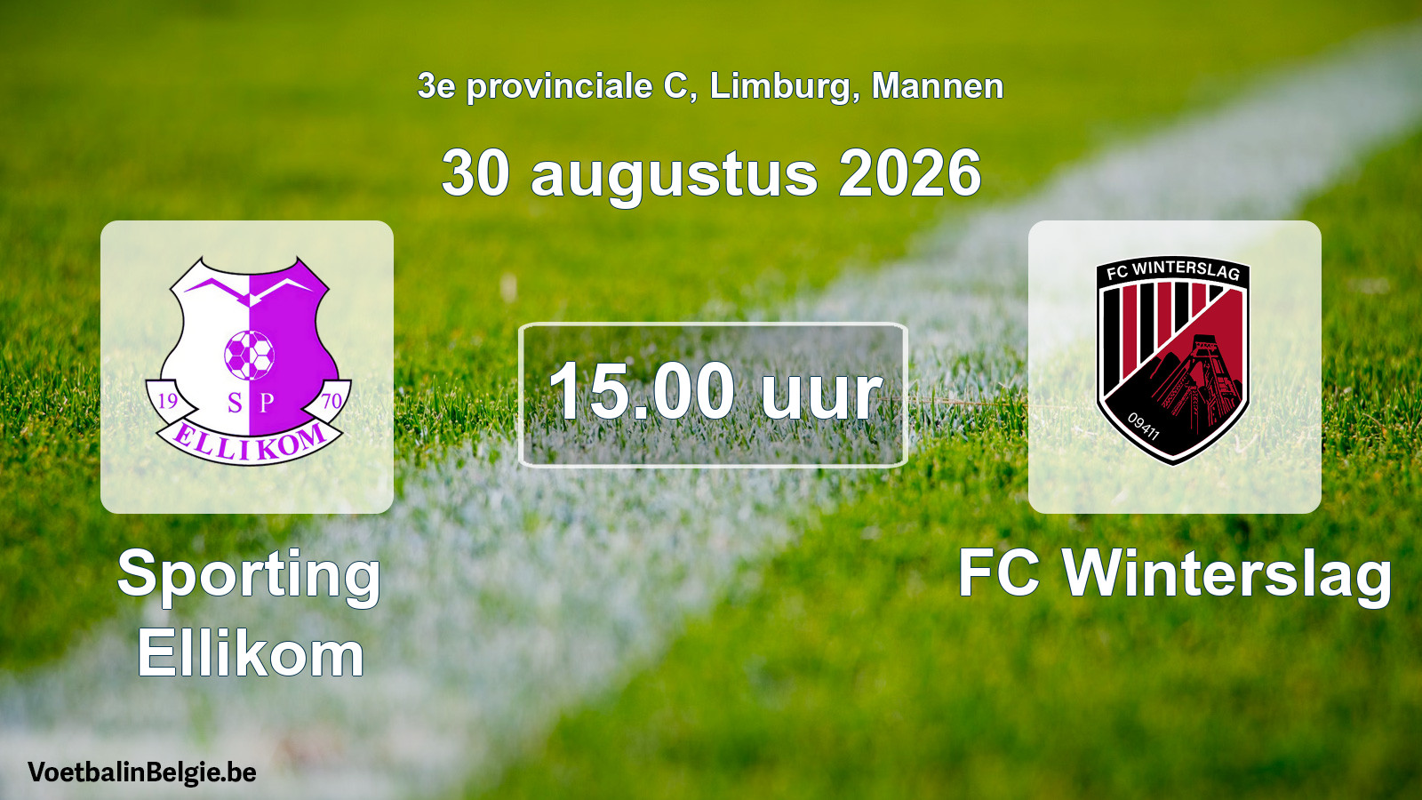 Geplande wedstrijd mannenvoetbal: Sporting Ellikom - FC Winterslag (30 augustus 2026)