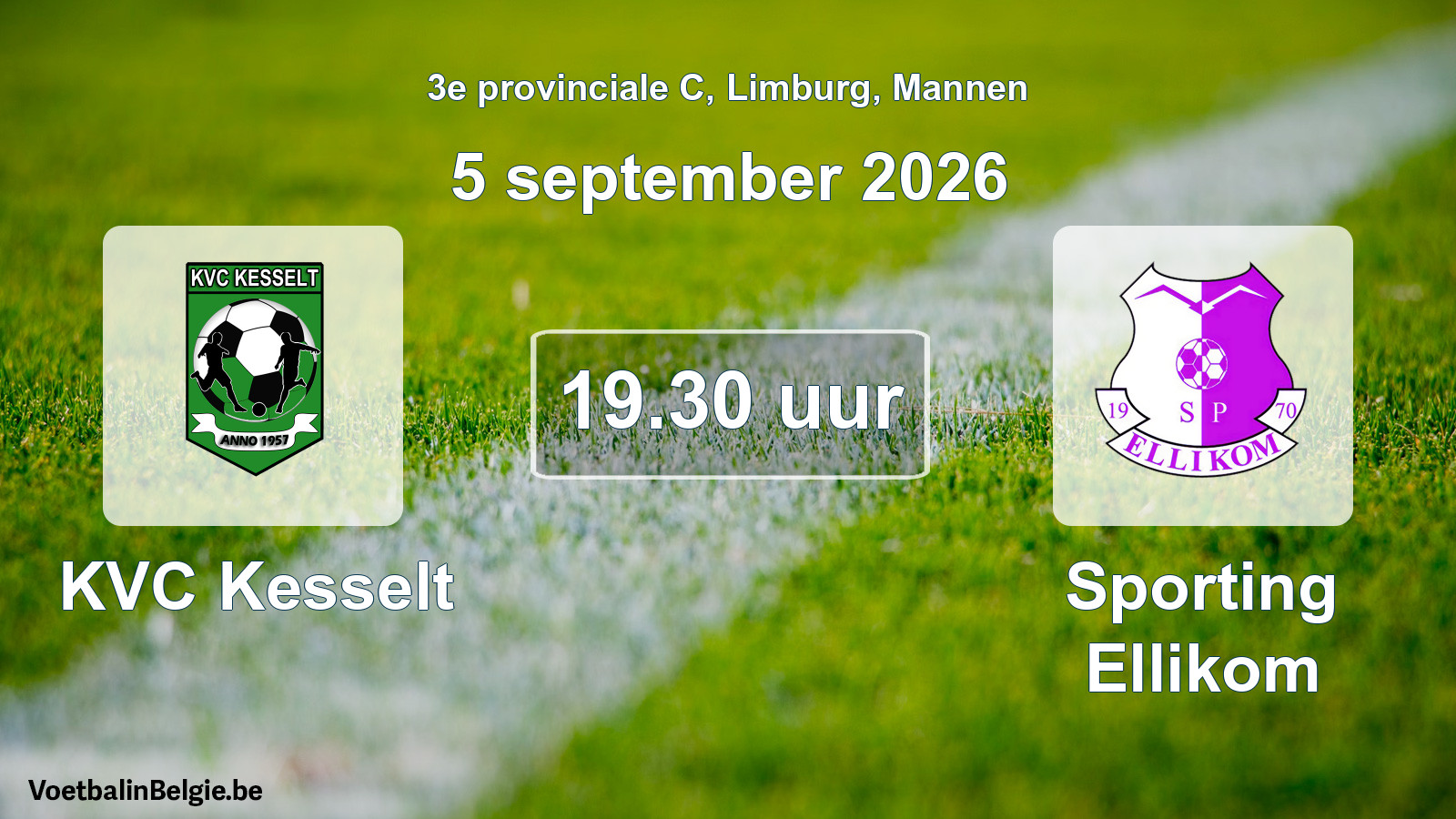 Geplande wedstrijd mannenvoetbal: KVC Kesselt - Sporting Ellikom (5 september 2026)