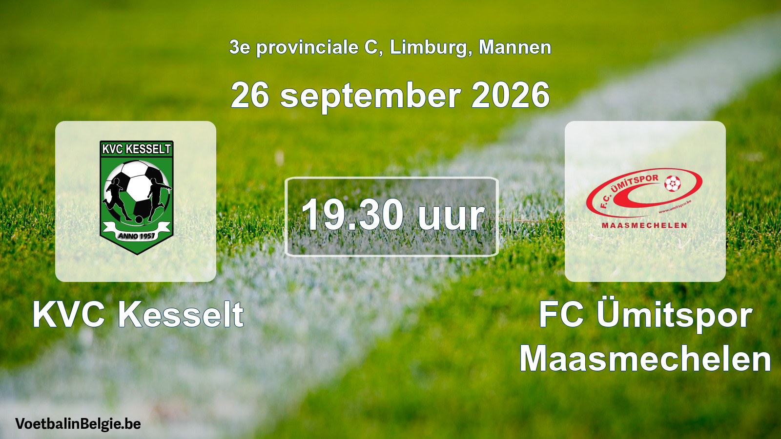 Geplande wedstrijd mannenvoetbal: KVC Kesselt - FC Ümitspor Maasmechelen (26 september 2026)