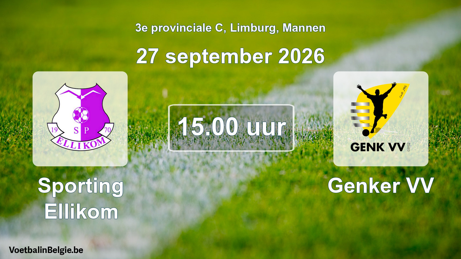 Geplande wedstrijd mannenvoetbal: Sporting Ellikom - Genker VV (27 september 2026)