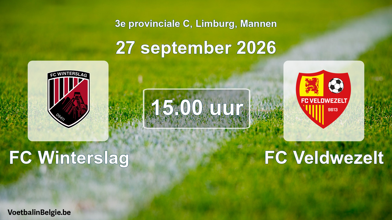 Geplande wedstrijd mannenvoetbal: FC Winterslag - FC Veldwezelt (27 september 2026)
