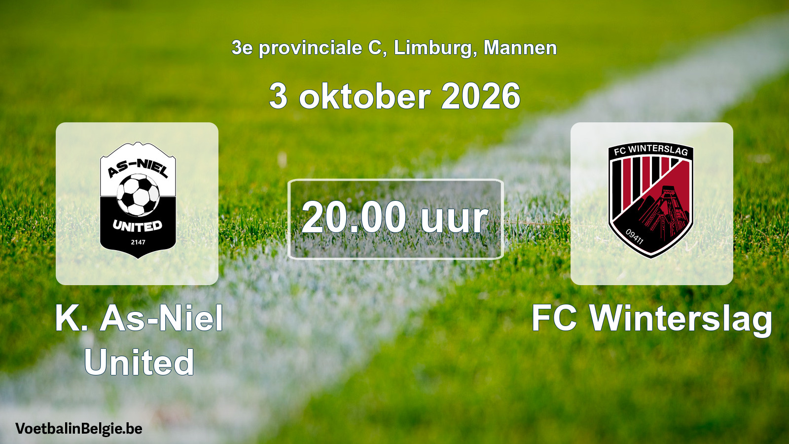 Geplande wedstrijd mannenvoetbal: K. As-Niel United - FC Winterslag (3 oktober 2026)