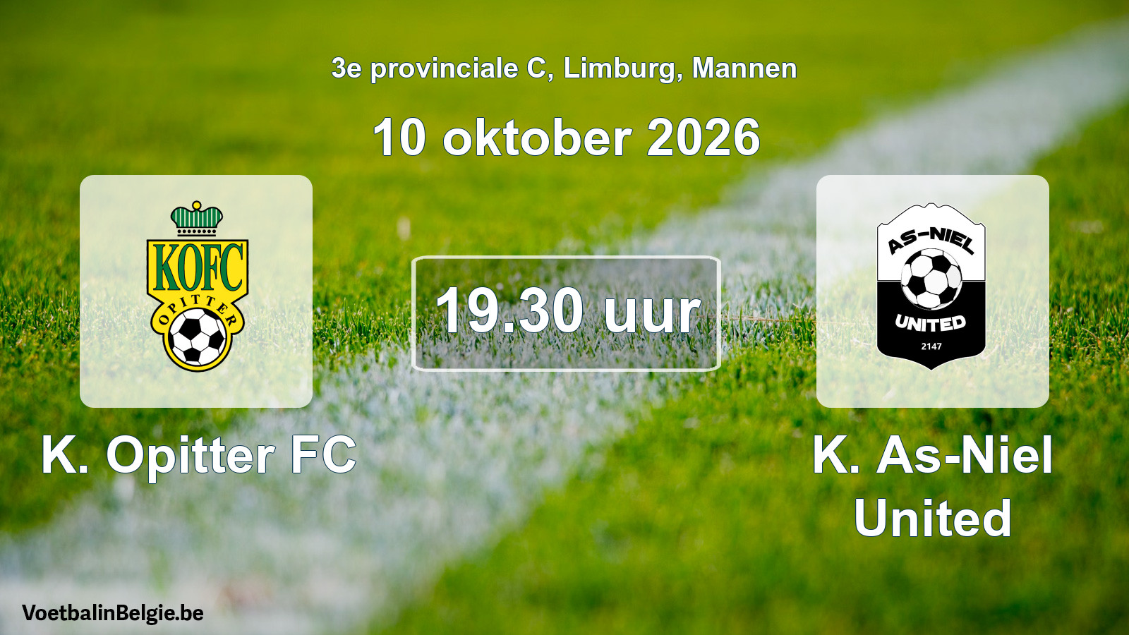 Geplande wedstrijd mannenvoetbal: K. Opitter FC - K. As-Niel United (10 oktober 2026)