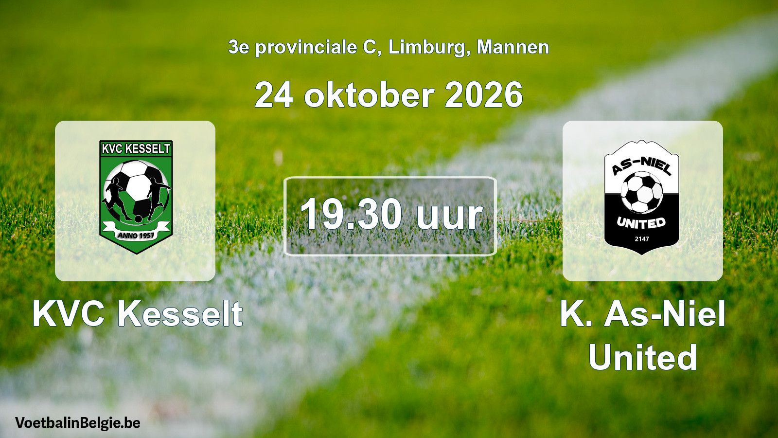 Geplande wedstrijd mannenvoetbal: KVC Kesselt - K. As-Niel United (24 oktober 2026)