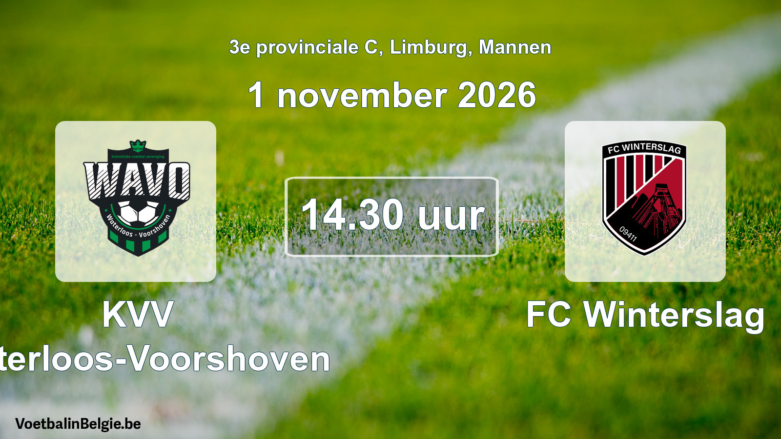 Geplande wedstrijd mannenvoetbal: KVV Waterloos-Voorshoven - FC Winterslag (1 november 2026)