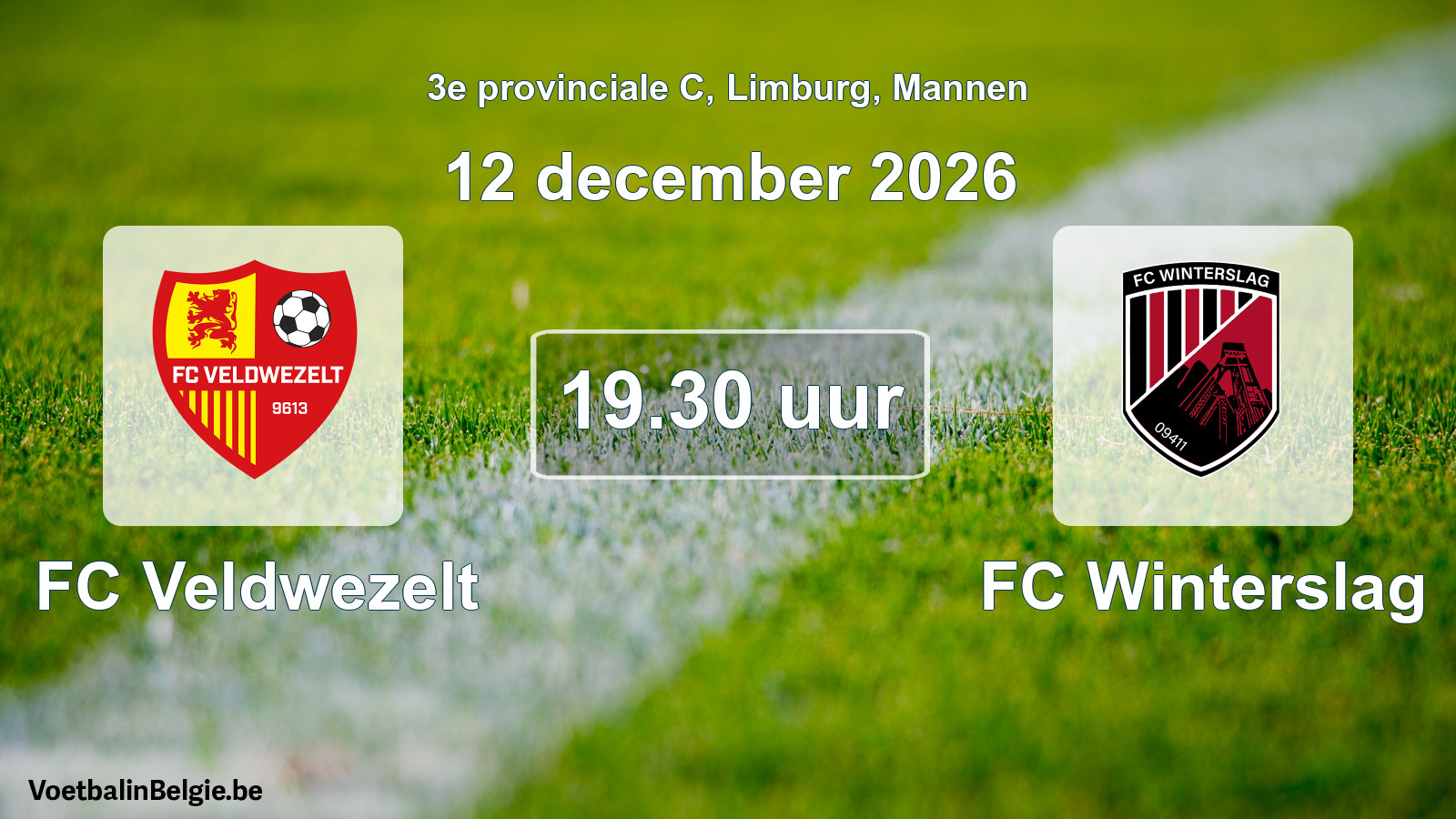 Geplande wedstrijd mannenvoetbal: FC Veldwezelt - FC Winterslag (12 december 2026)