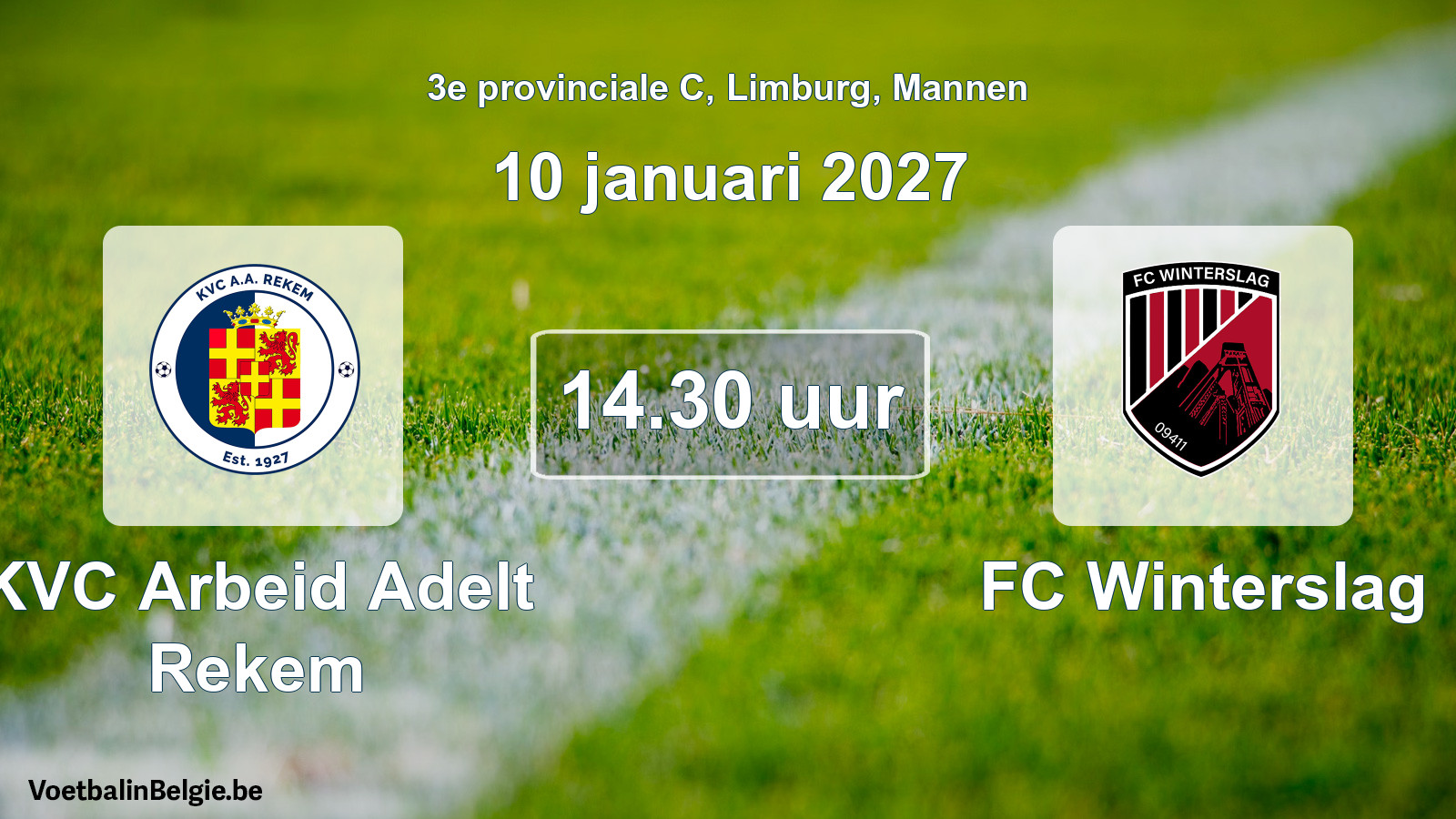Geplande wedstrijd mannenvoetbal: KVC Arbeid Adelt Rekem - FC Winterslag (10 januari 2027)