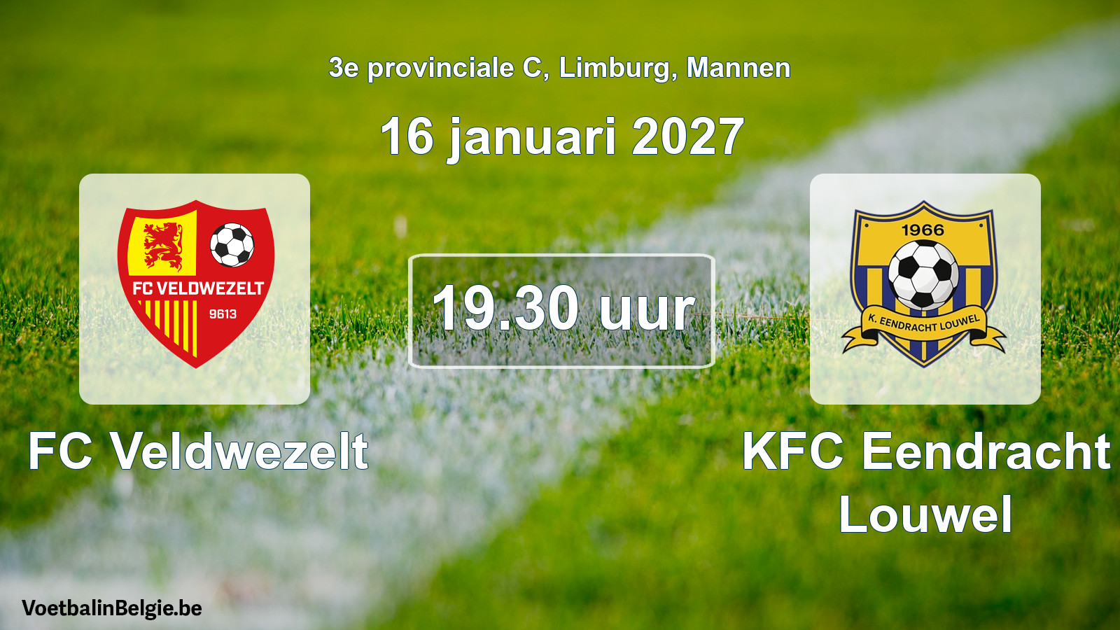 Geplande wedstrijd mannenvoetbal: FC Veldwezelt - KFC Eendracht Louwel (16 januari 2027)