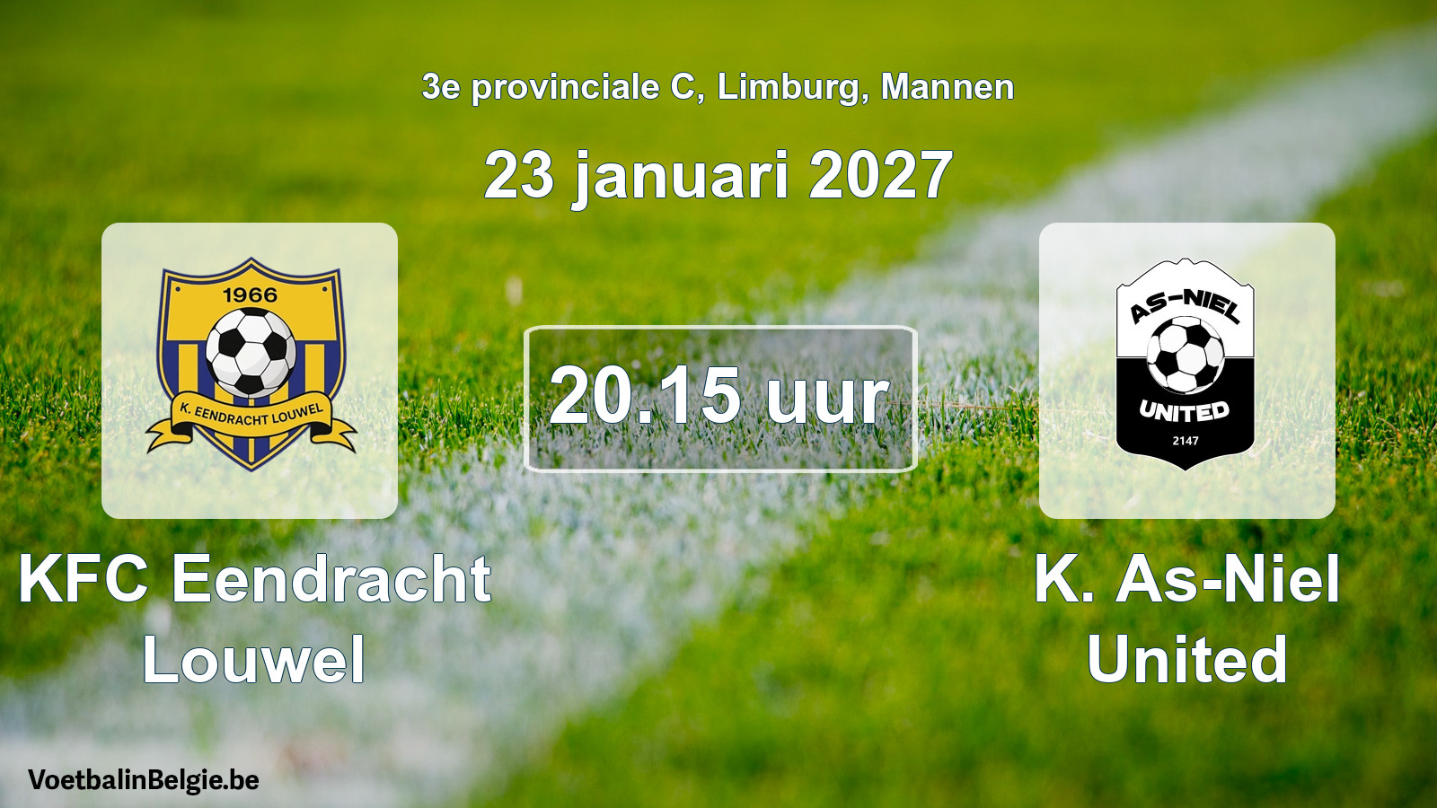 Geplande wedstrijd mannenvoetbal: KFC Eendracht Louwel - K. As-Niel United (23 januari 2027)