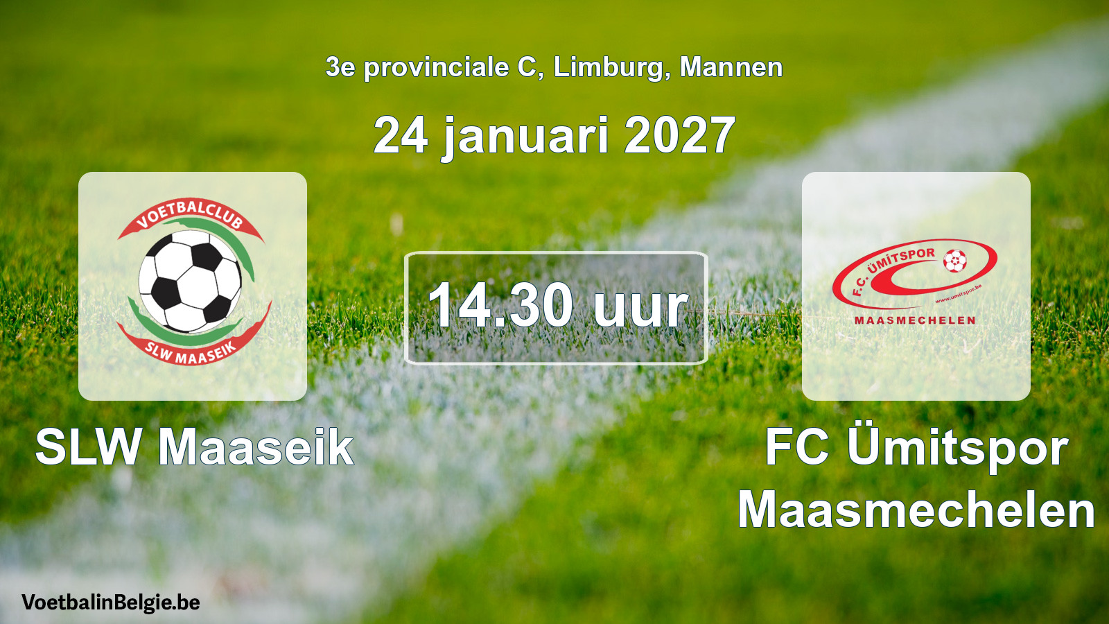 Geplande wedstrijd mannenvoetbal: SLW Maaseik - FC Ümitspor Maasmechelen (24 januari 2027)