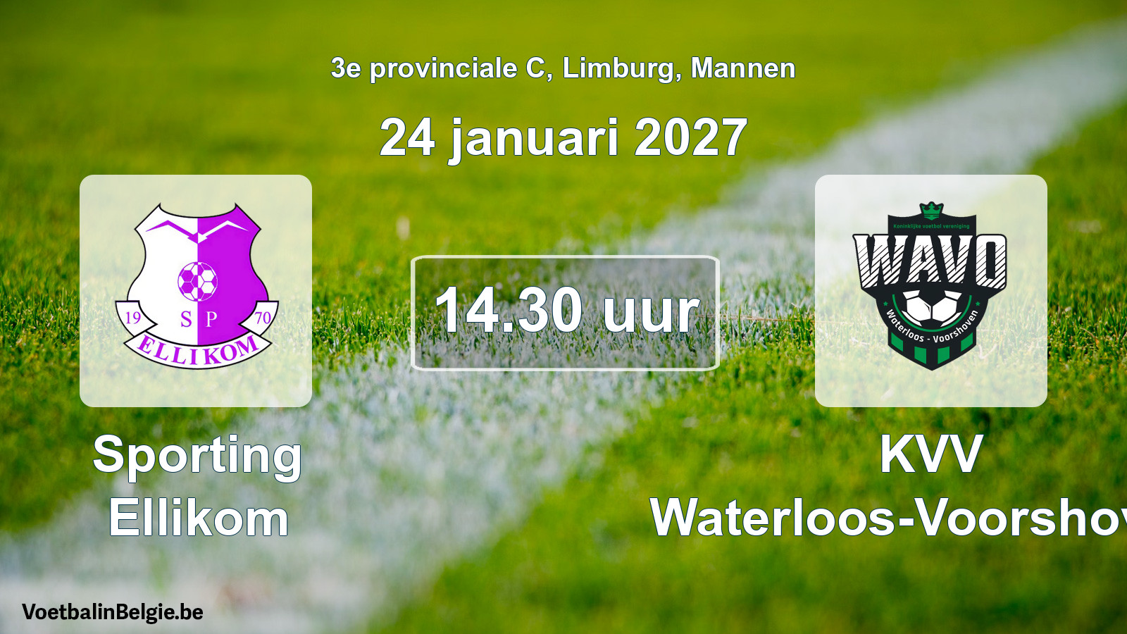 Geplande wedstrijd mannenvoetbal: Sporting Ellikom - KVV Waterloos-Voorshoven (24 januari 2027)