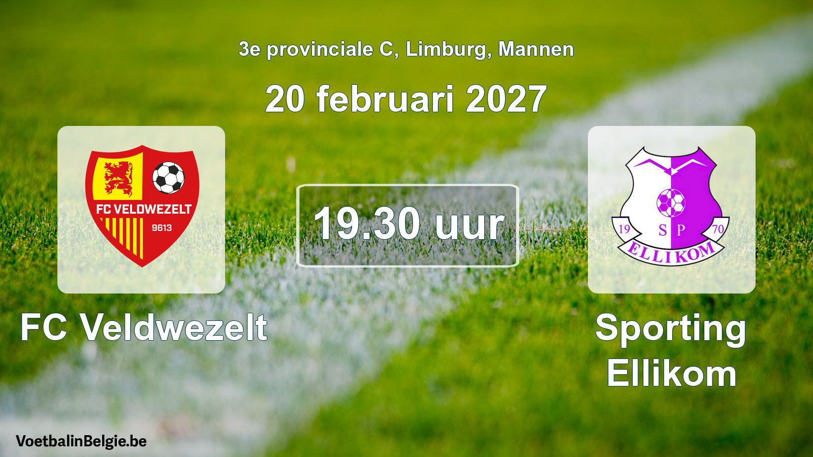 Geplande wedstrijd mannenvoetbal: FC Veldwezelt - Sporting Ellikom (20 februari 2027)