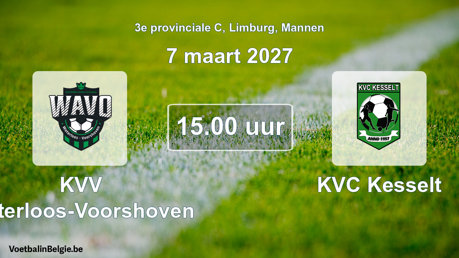 Geplande wedstrijd mannenvoetbal: KVV Waterloos-Voorshoven - KVC Kesselt (7 maart 2027)
