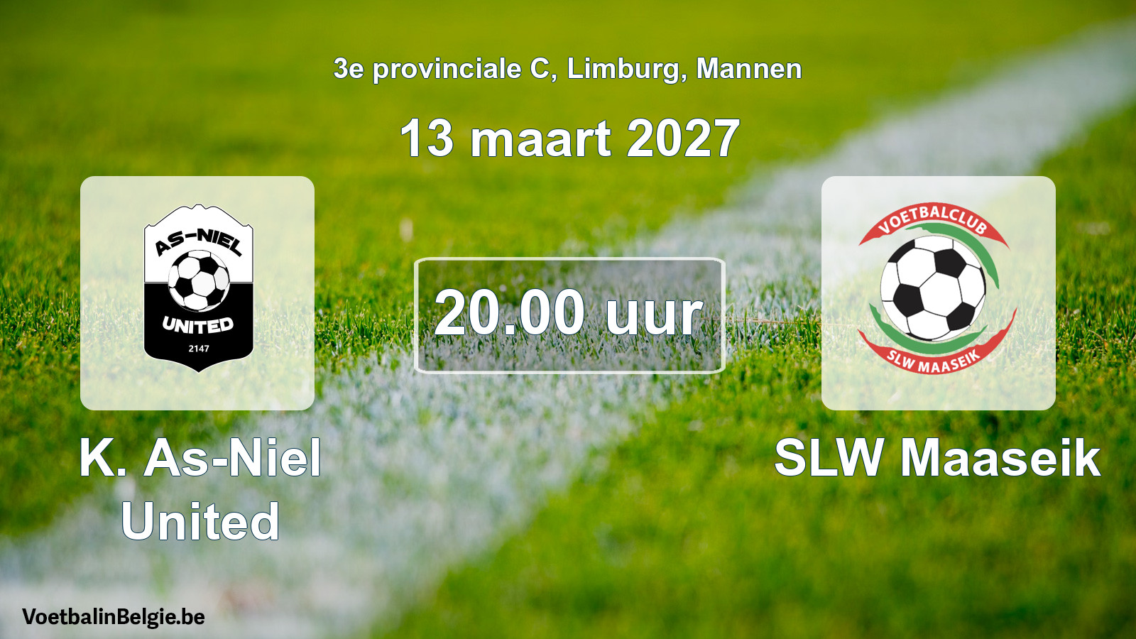 Geplande wedstrijd mannenvoetbal: K. As-Niel United - SLW Maaseik (13 maart 2027)