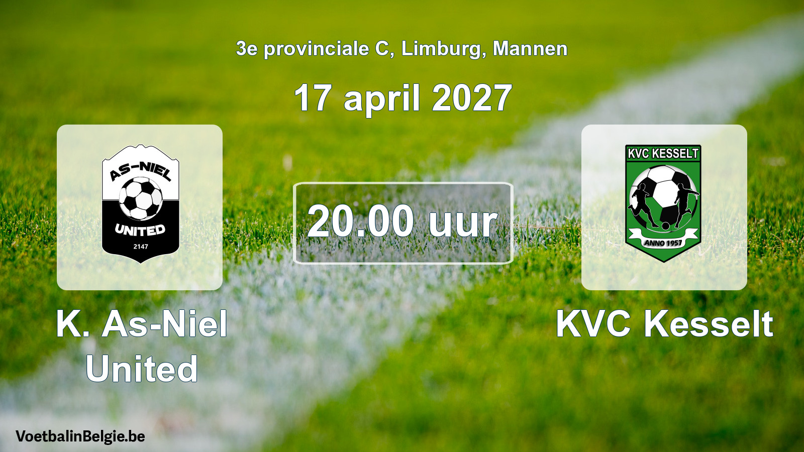 Geplande wedstrijd mannenvoetbal: K. As-Niel United - KVC Kesselt (17 april 2027)