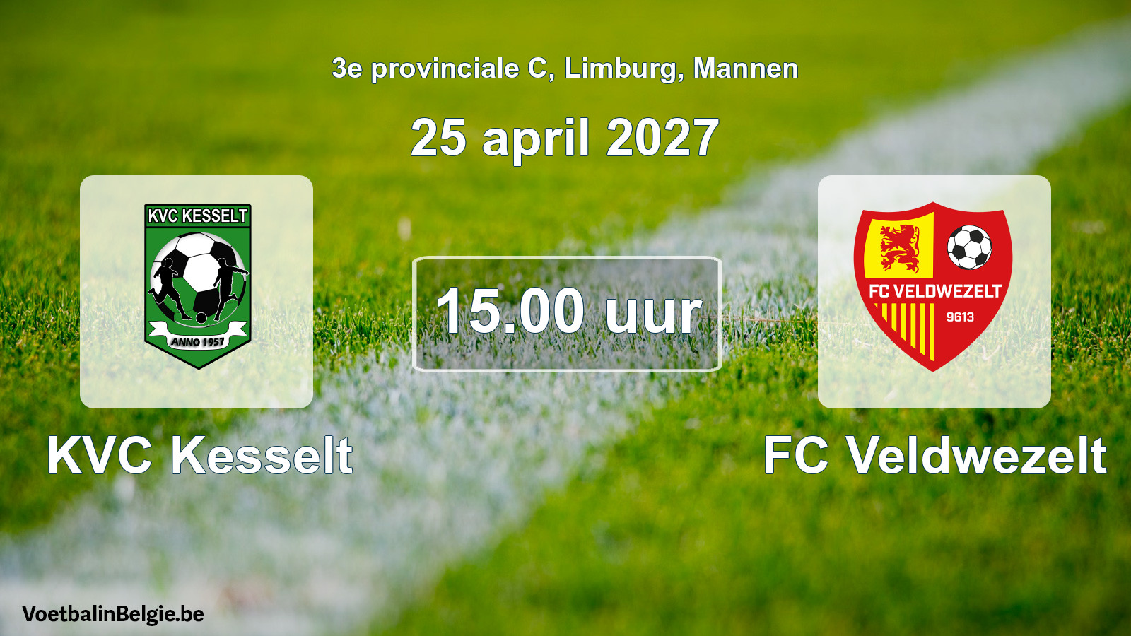 Geplande wedstrijd mannenvoetbal: KVC Kesselt - FC Veldwezelt (25 april 2027)
