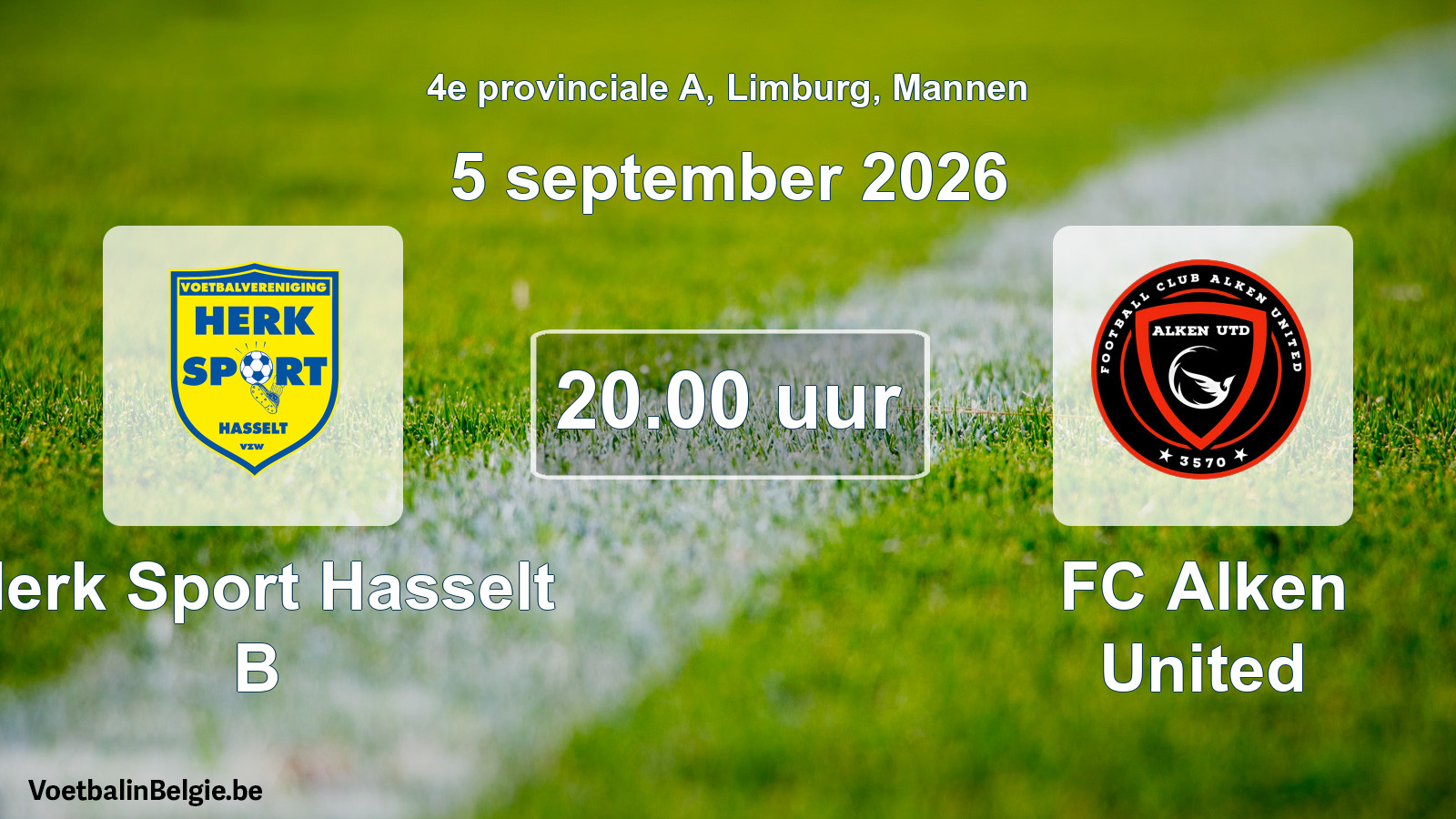 Geplande wedstrijd mannenvoetbal: Herk Sport Hasselt B - FC Alken United (5 september 2026)