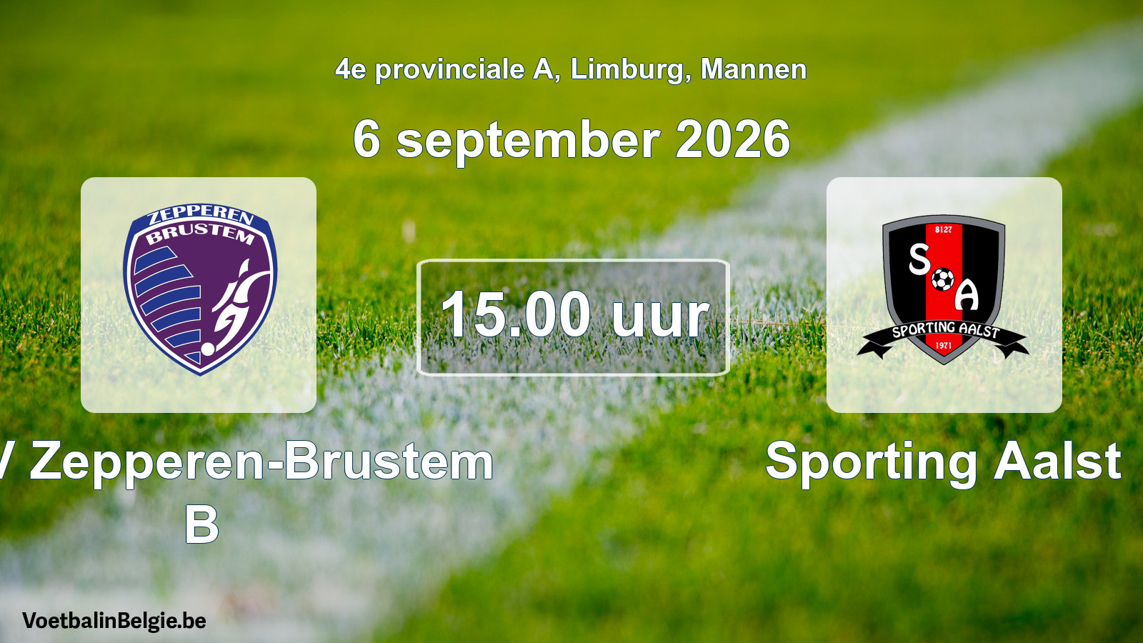 Geplande wedstrijd mannenvoetbal: KVV Zepperen-Brustem B - Sporting Aalst (6 september 2026)