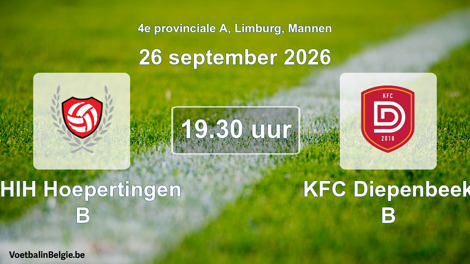 Geplande wedstrijd mannenvoetbal: KHIH Hoepertingen B - KFC Diepenbeek B (26 september 2026)
