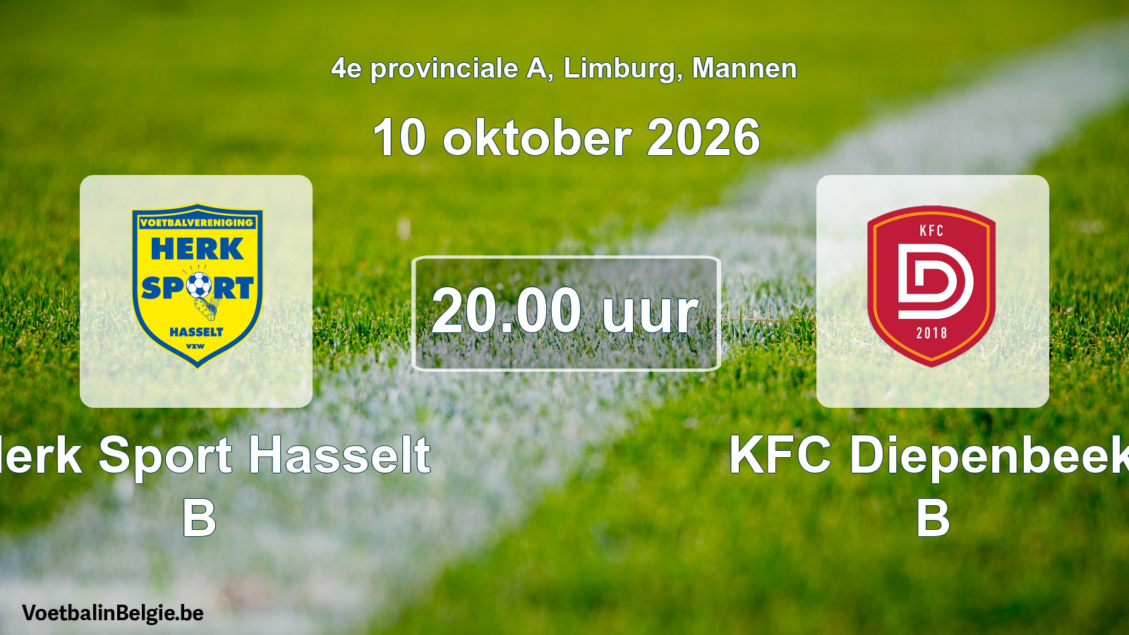 Geplande wedstrijd mannenvoetbal: Herk Sport Hasselt B - KFC Diepenbeek B (10 oktober 2026)