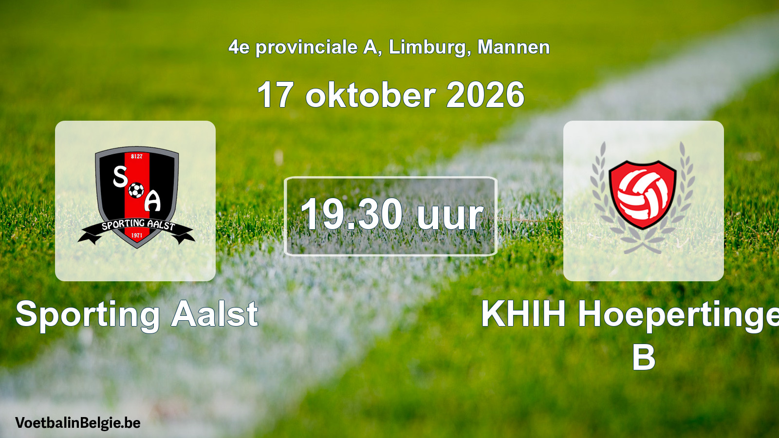 Geplande wedstrijd mannenvoetbal: Sporting Aalst - KHIH Hoepertingen B (17 oktober 2026)