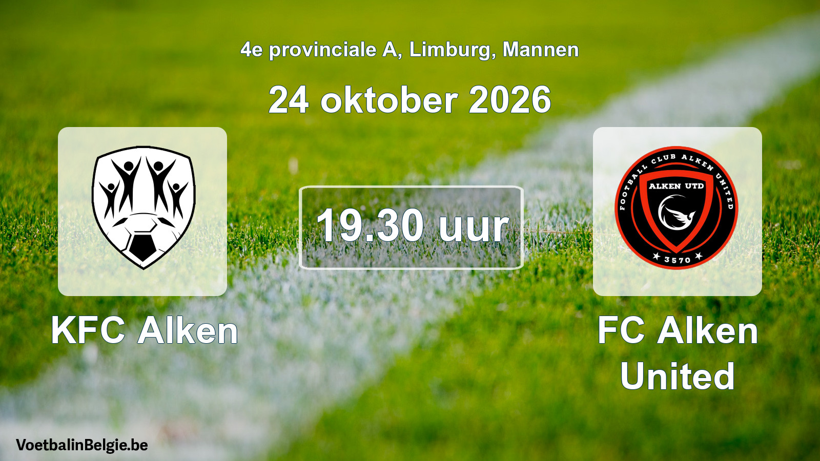 Geplande wedstrijd mannenvoetbal: KFC Alken - FC Alken United (24 oktober 2026)