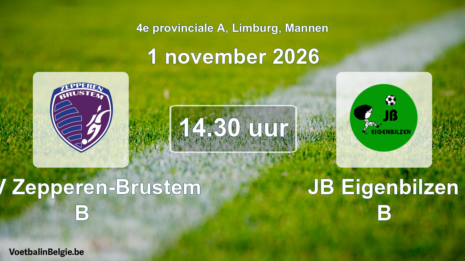 Geplande wedstrijd mannenvoetbal: KVV Zepperen-Brustem B - JB Eigenbilzen B (1 november 2026)