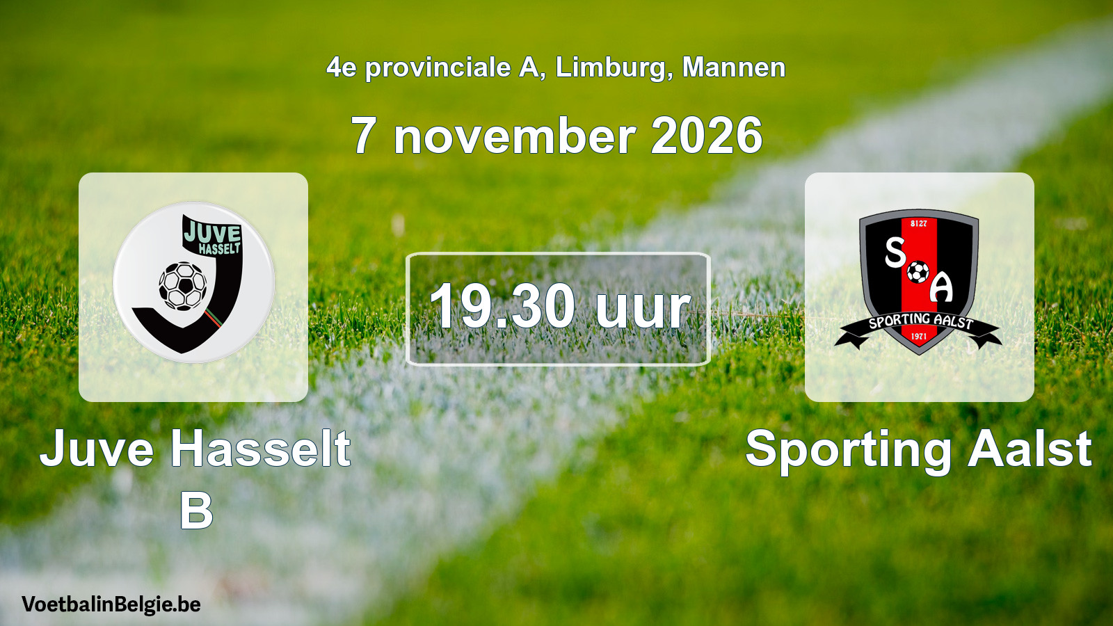 Geplande wedstrijd mannenvoetbal: Juve Hasselt B - Sporting Aalst (7 november 2026)