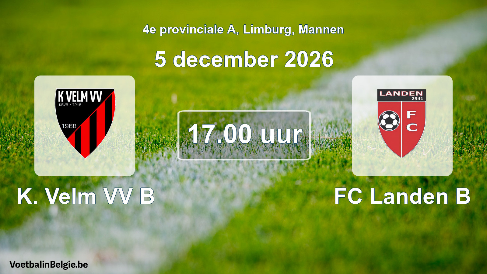 Geplantes Spiel männer-Fußball: K. Velm VV B - FC Landen B (5 Dezember 2026)