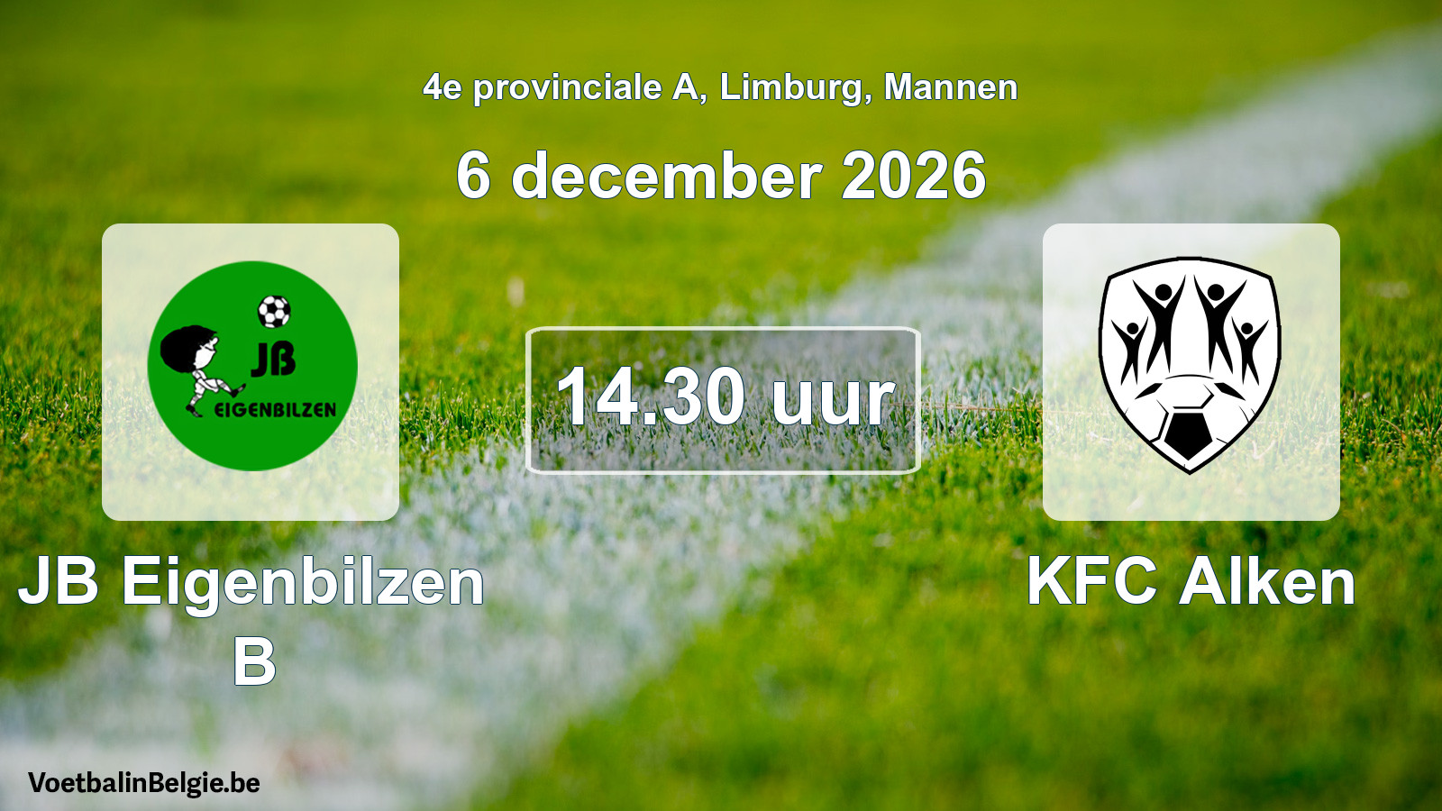 Geplande wedstrijd mannenvoetbal: JB Eigenbilzen B - KFC Alken (6 december 2026)