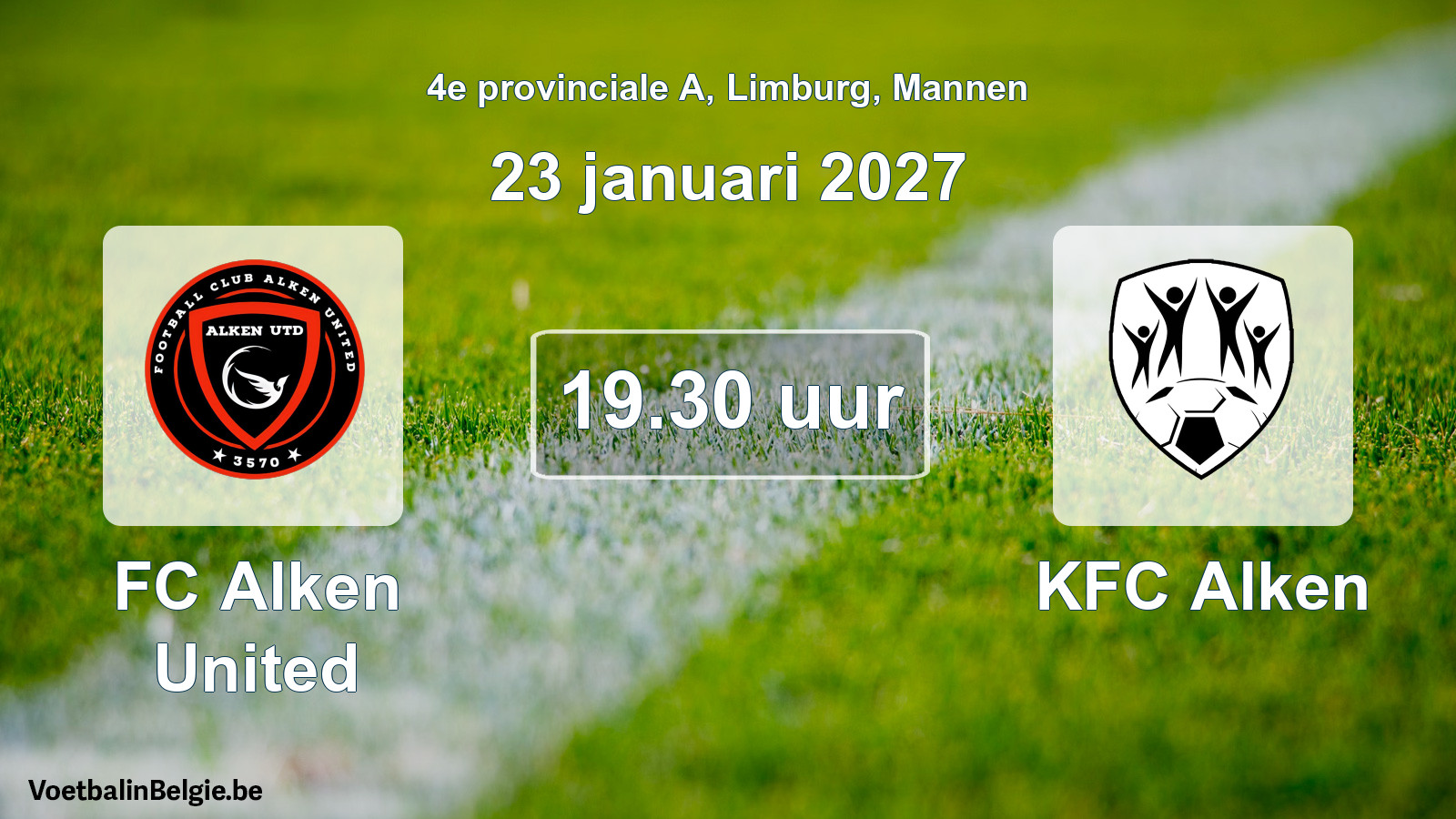 Scheduled match men football: FC Alken United - KFC Alken (23 January 2027)