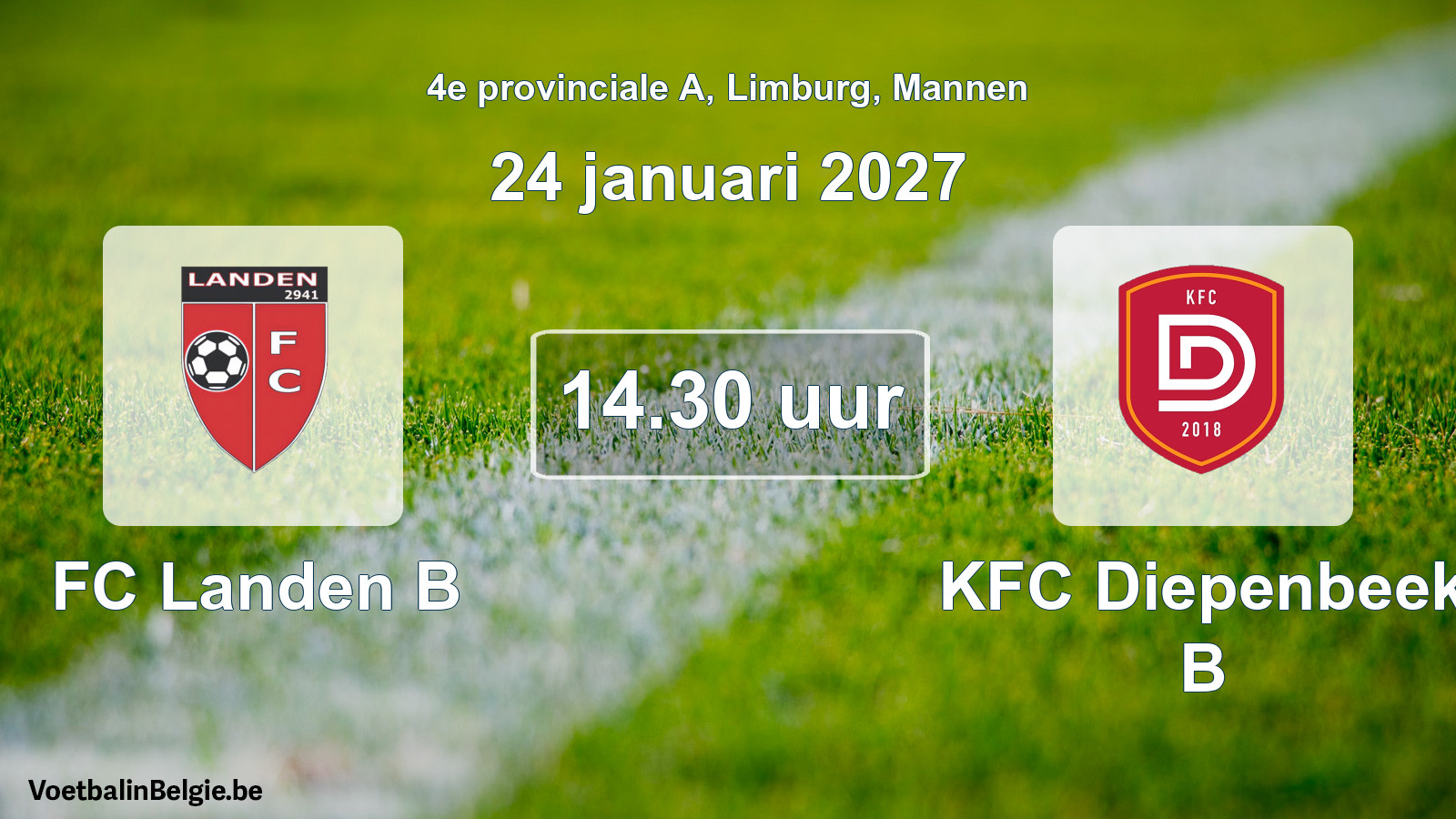 Geplande wedstrijd mannenvoetbal: FC Landen B - KFC Diepenbeek B (24 januari 2027)