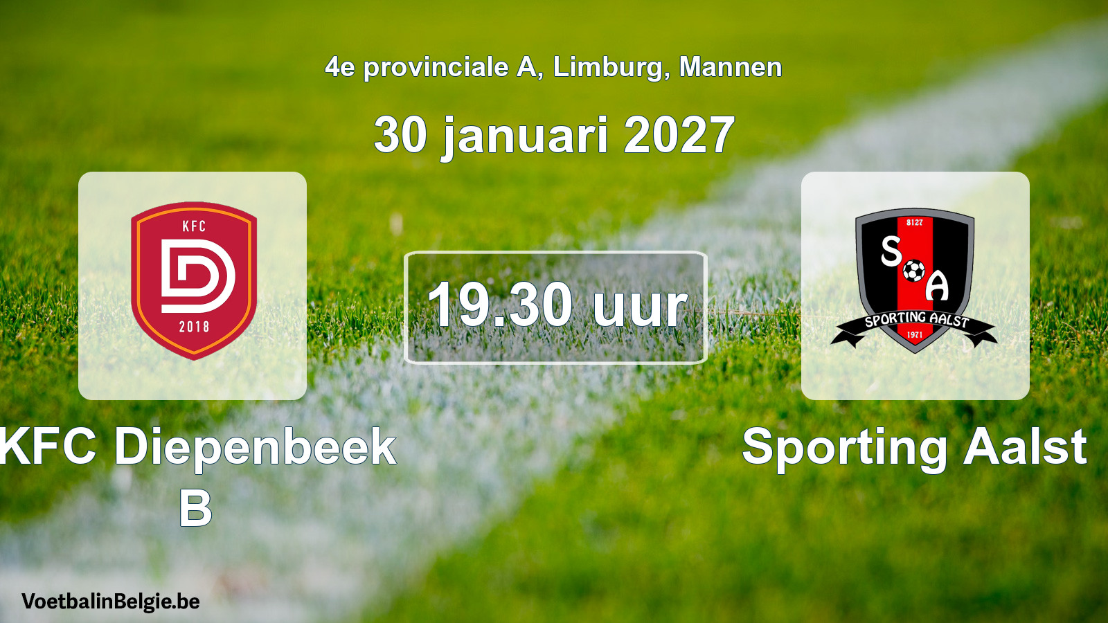 Geplande wedstrijd mannenvoetbal: KFC Diepenbeek B - Sporting Aalst (30 januari 2027)