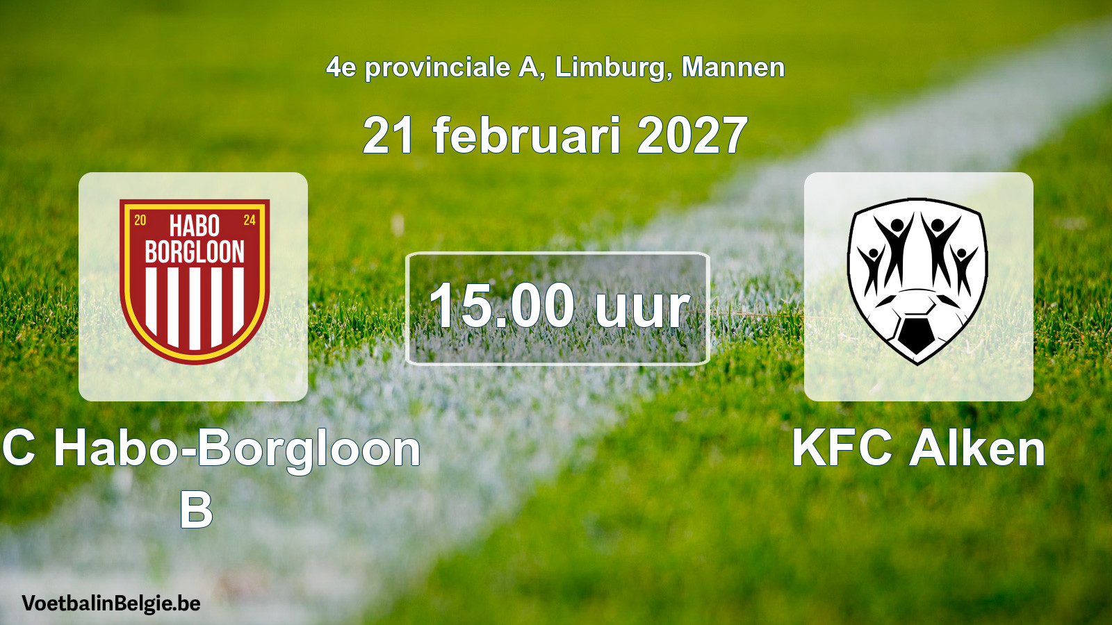 Geplande wedstrijd mannenvoetbal: FC Habo-Borgloon B - KFC Alken (21 februari 2027)