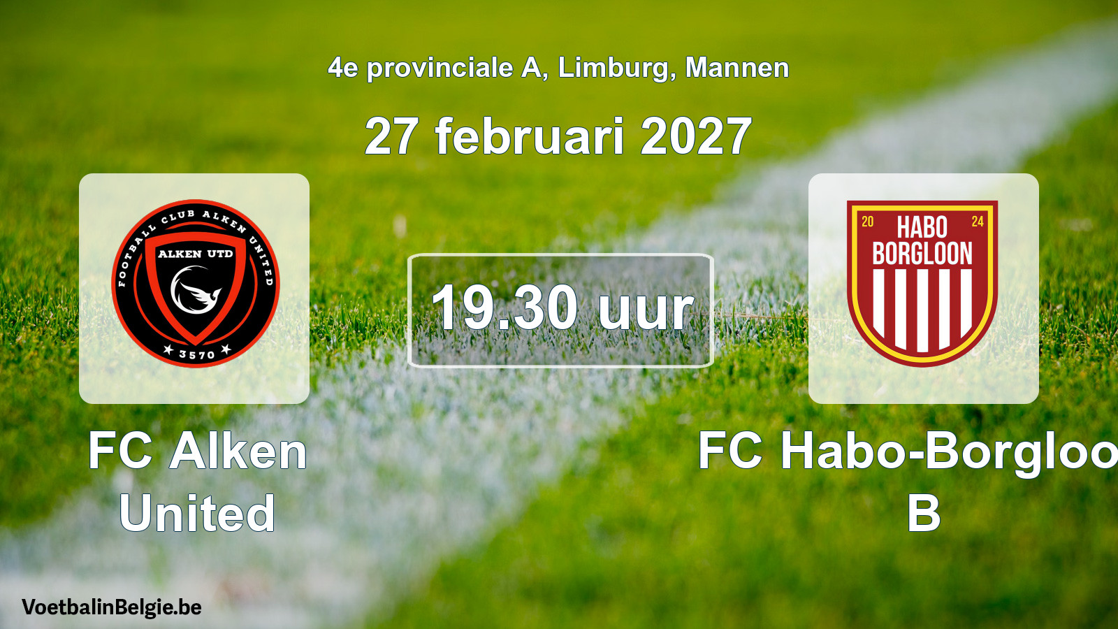 Geplande wedstrijd mannenvoetbal: FC Alken United - FC Habo-Borgloon B (27 februari 2027)