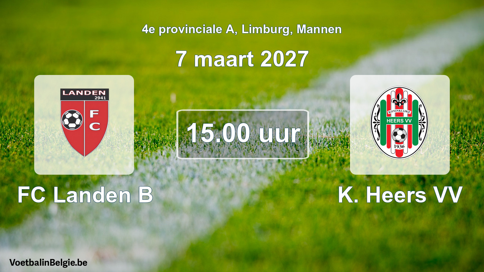 Geplande wedstrijd mannenvoetbal: FC Landen B - K. Heers VV (7 maart 2027)