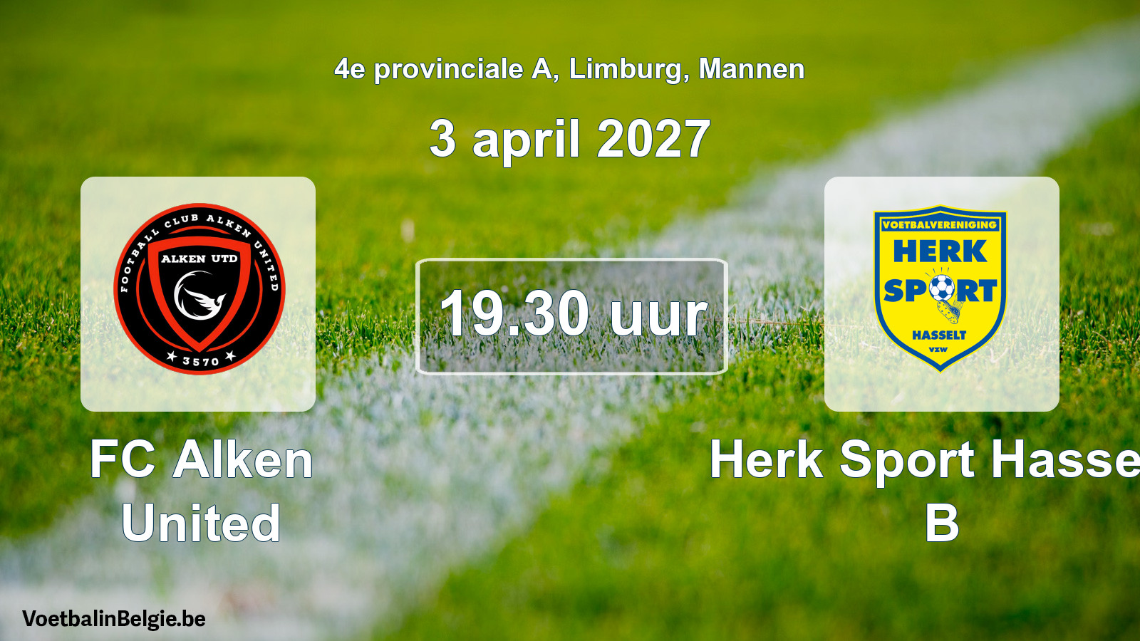 Geplande wedstrijd mannenvoetbal: FC Alken United - Herk Sport Hasselt B (3 april 2027)