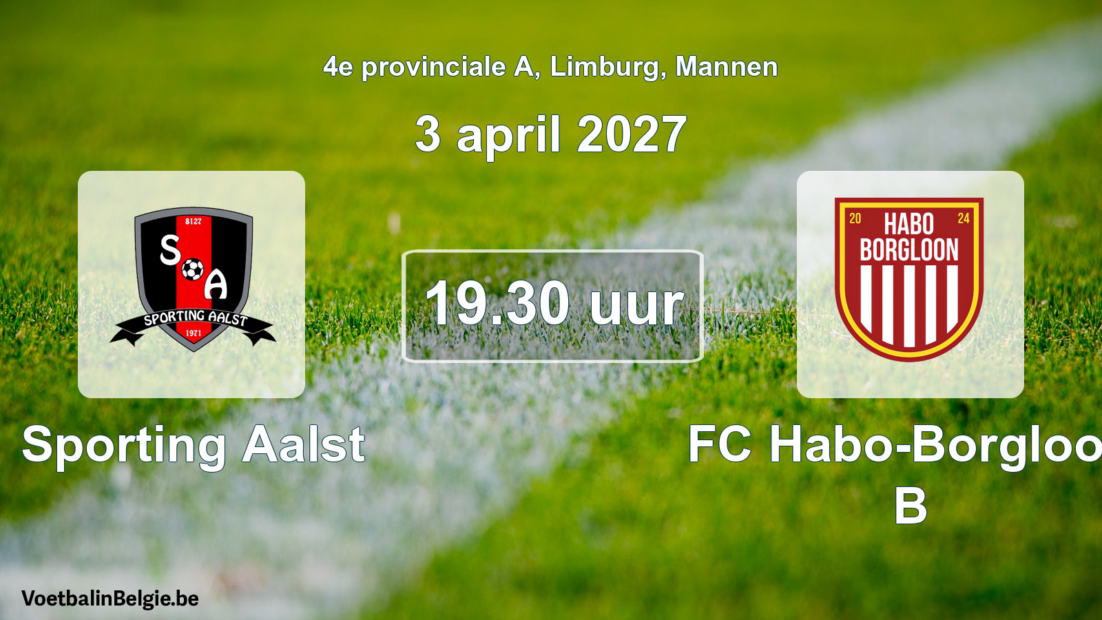Geplande wedstrijd mannenvoetbal: Sporting Aalst - FC Habo-Borgloon B (3 april 2027)