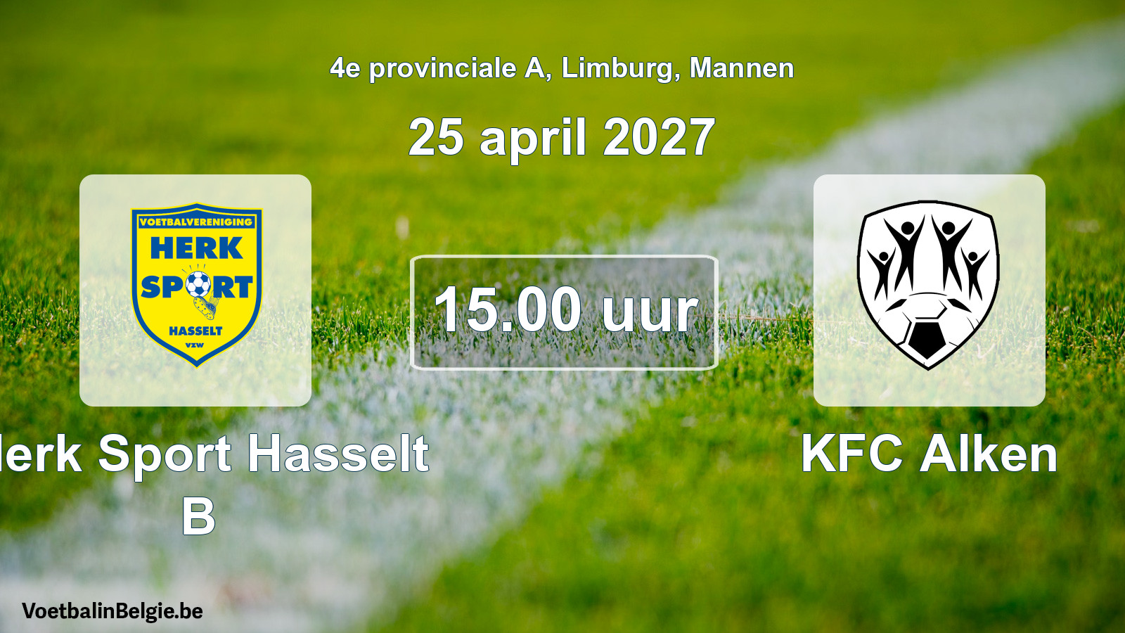 Geplande wedstrijd mannenvoetbal: Herk Sport Hasselt B - KFC Alken (25 april 2027)