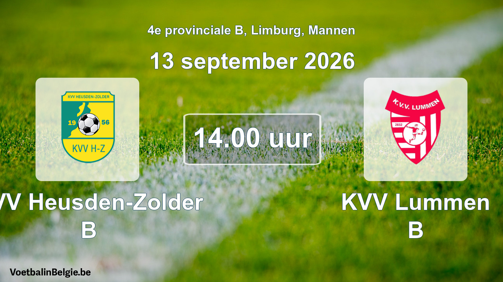 Geplantes Spiel männer-Fußball: KVV Heusden-Zolder B - KVV Lummen B (13 September 2026)