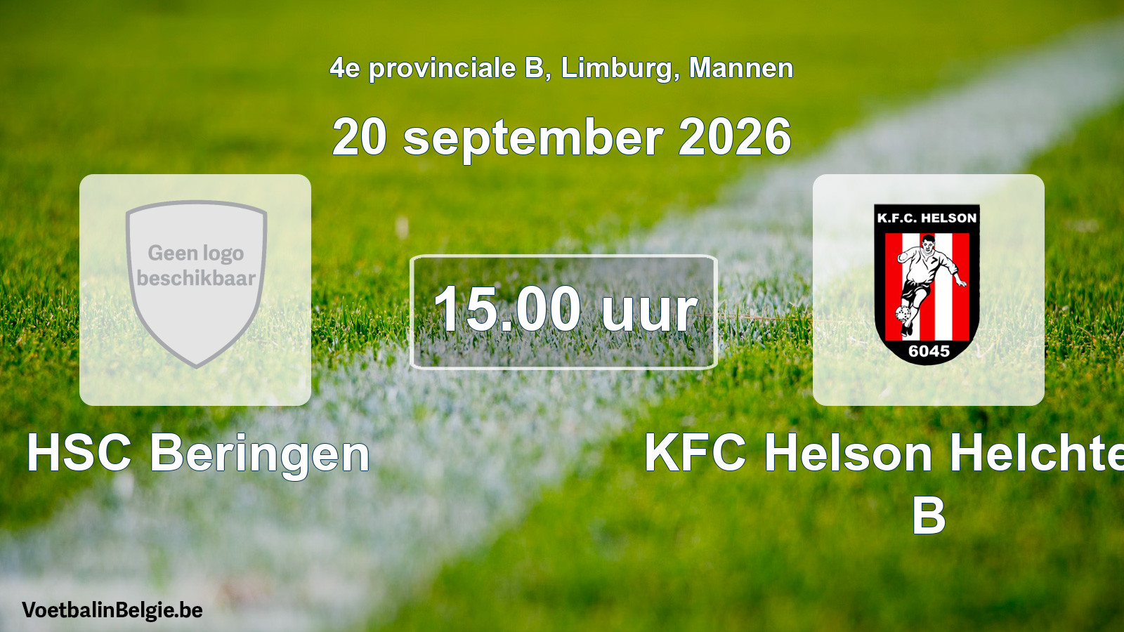 Geplande wedstrijd mannenvoetbal: HSC Beringen - KFC Helson Helchteren B (20 september 2026)