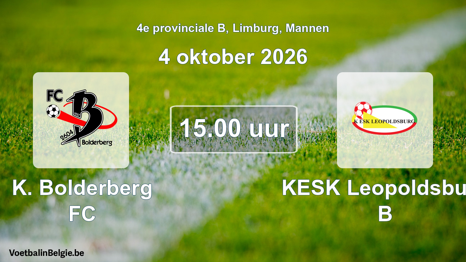 Geplande wedstrijd mannenvoetbal: K. Bolderberg FC - KESK Leopoldsburg B (4 oktober 2026)
