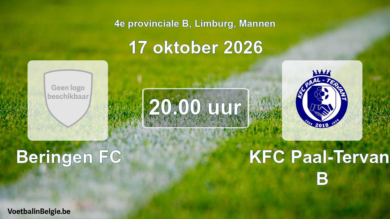 Geplande wedstrijd mannenvoetbal: Beringen FC - KFC Paal-Tervant B (17 oktober 2026)