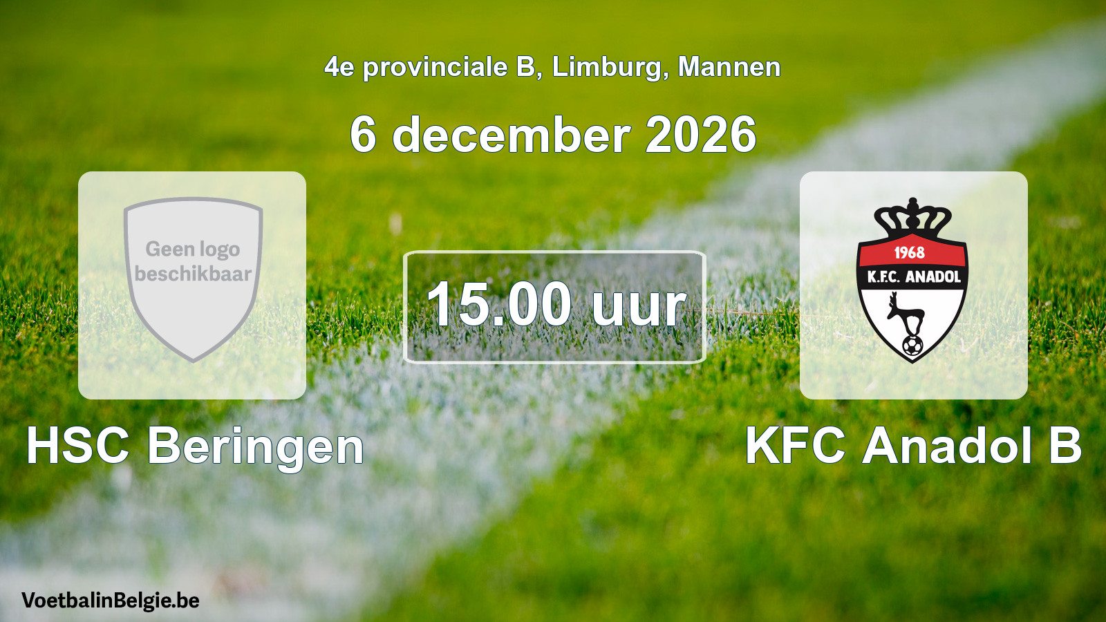 Geplande wedstrijd mannenvoetbal: HSC Beringen - KFC Anadol B (6 december 2026)