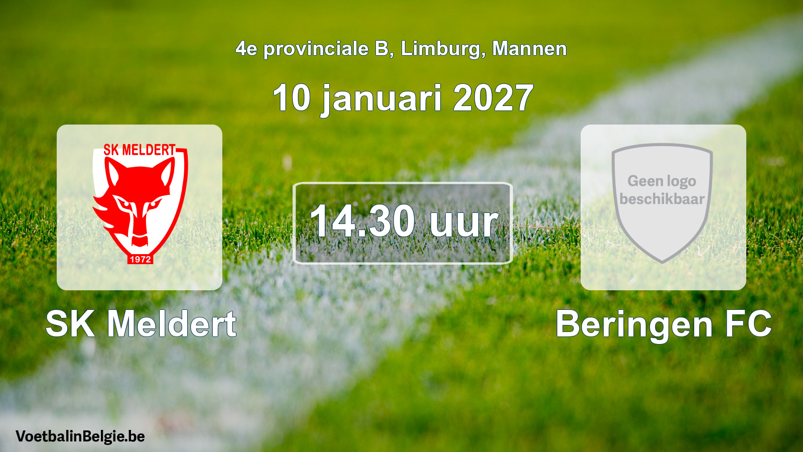 Geplande wedstrijd mannenvoetbal: SK Meldert - Beringen FC (10 januari 2027)