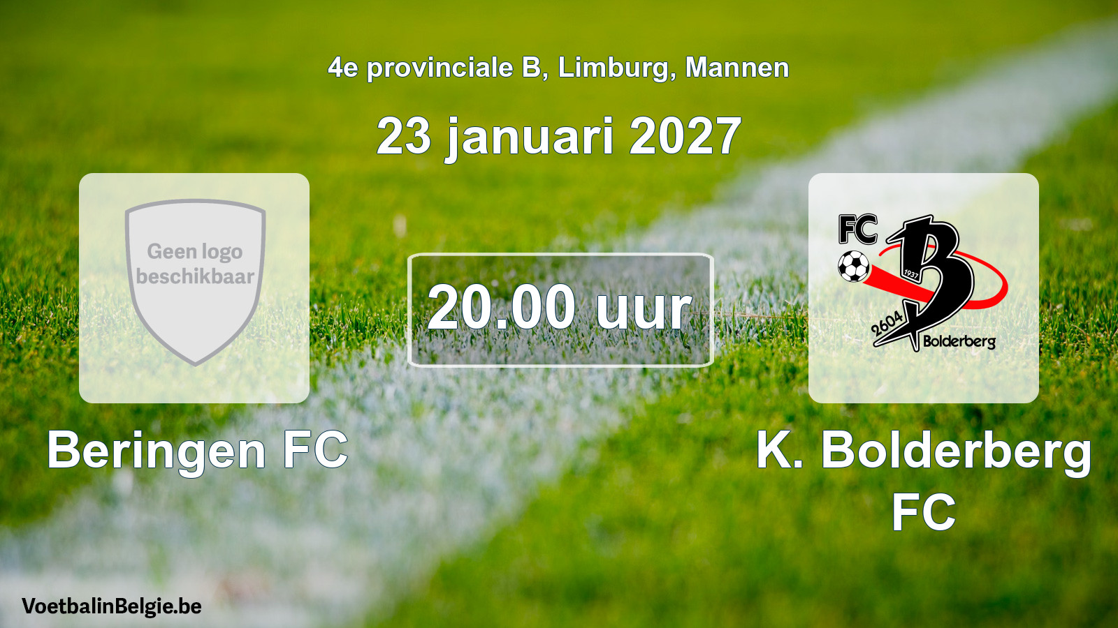 Geplande wedstrijd mannenvoetbal: Beringen FC - K. Bolderberg FC (23 januari 2027)