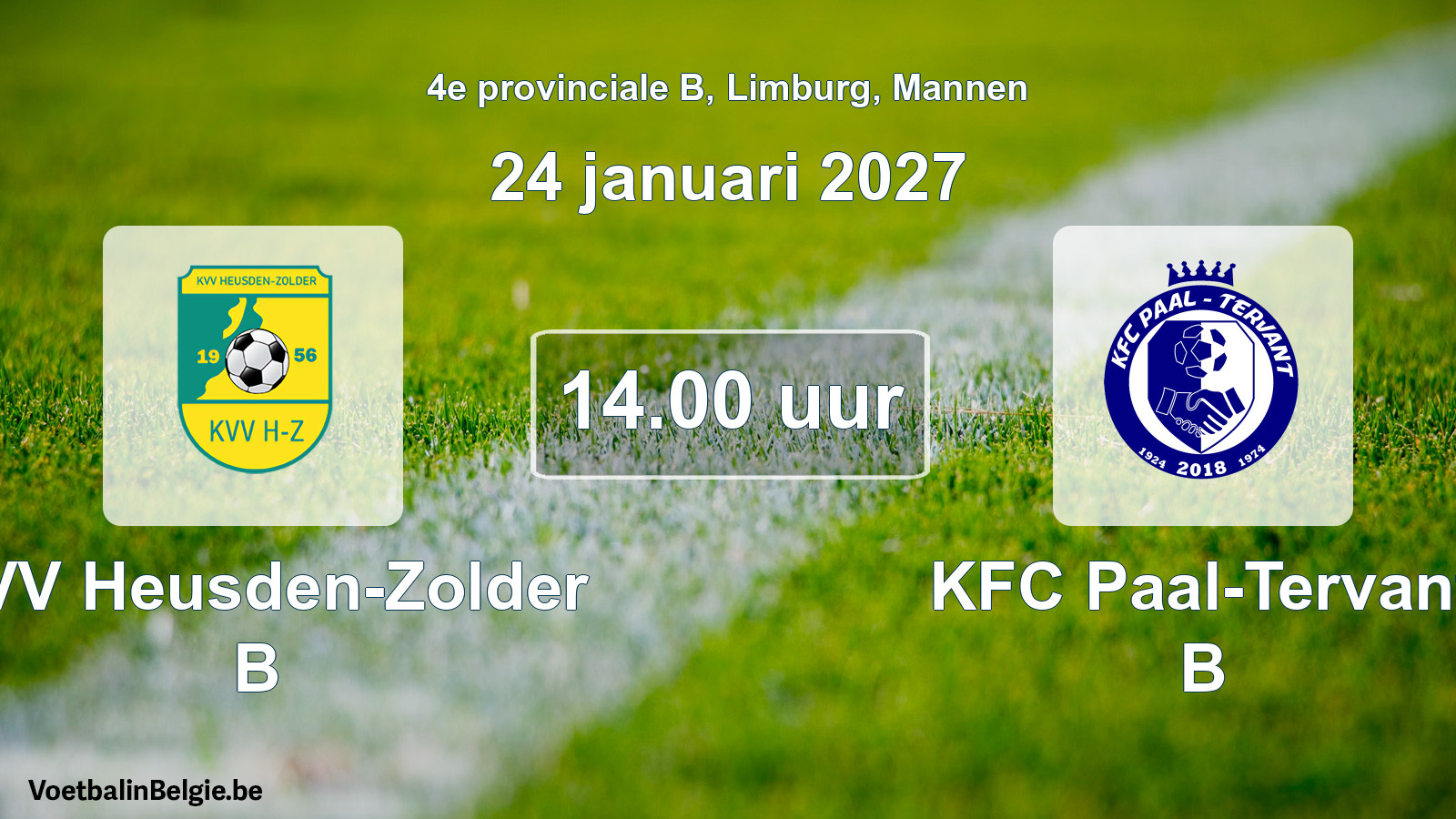 Geplande wedstrijd mannenvoetbal: KVV Heusden-Zolder B - KFC Paal-Tervant B (24 januari 2027)