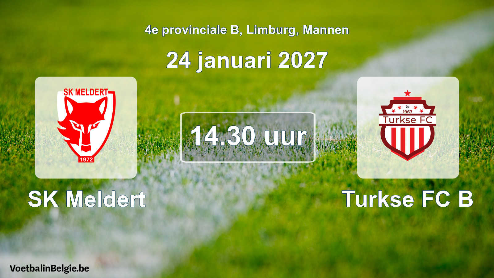Geplande wedstrijd mannenvoetbal: SK Meldert - Turkse FC B (24 januari 2027)