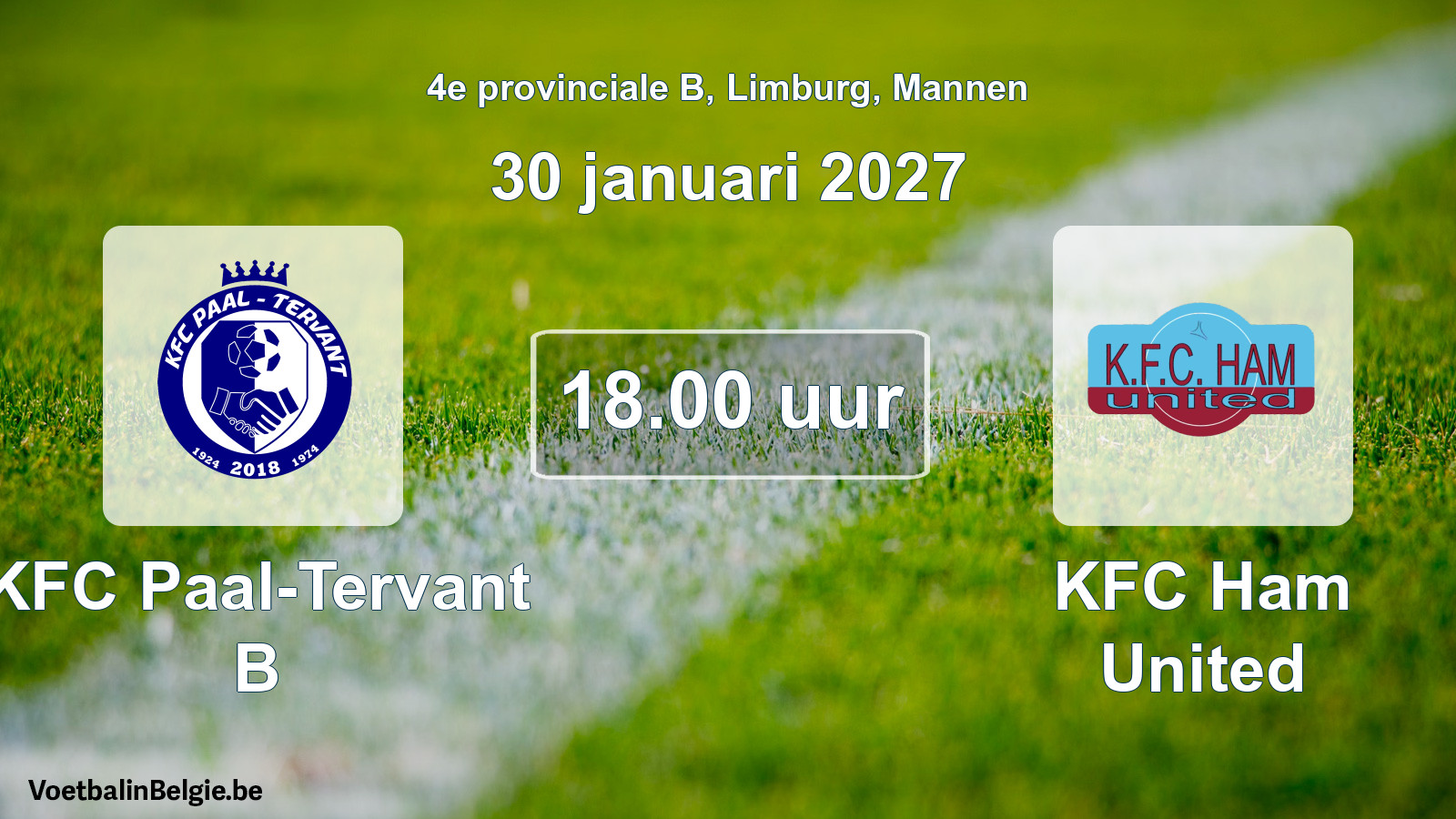 Geplande wedstrijd mannenvoetbal: KFC Paal-Tervant B - KFC Ham United (30 januari 2027)
